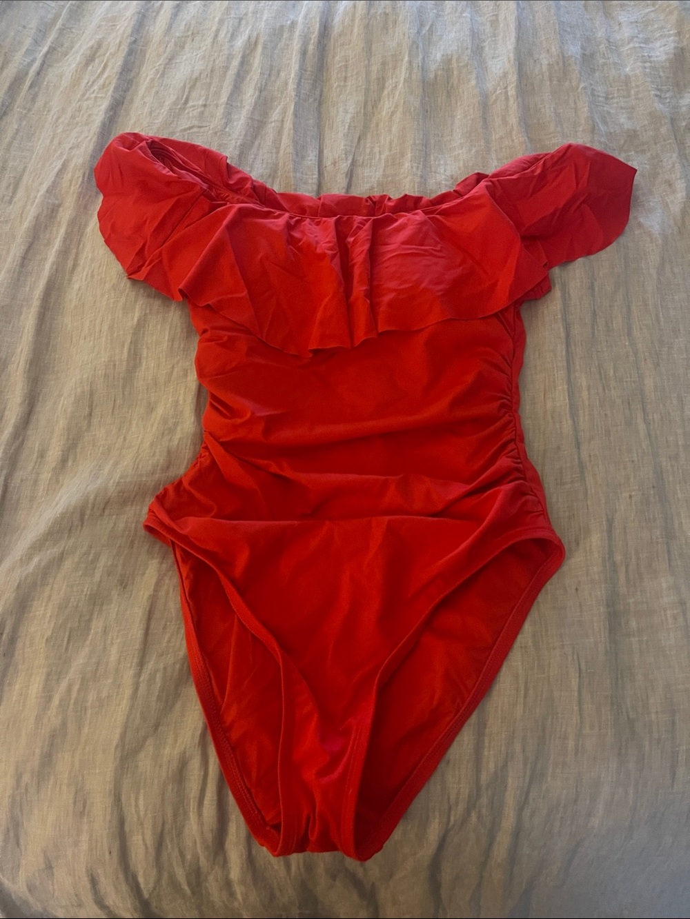 La Blanca Red Ruffle One-Piece Swimsuit